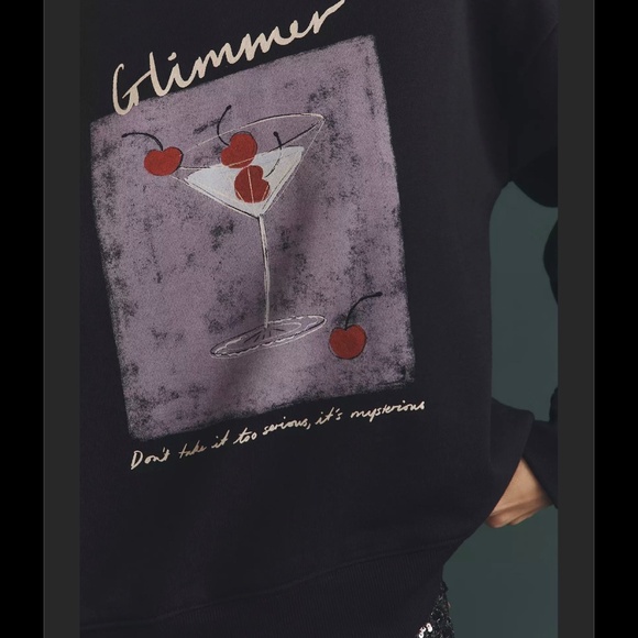 NWT Anthropologie Maeve x Natalia Bagniewska Cocktail Sweatshirt Top *GLIMMER* - Picture 2 of 4